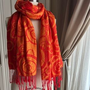Red and orange pashmina shawl